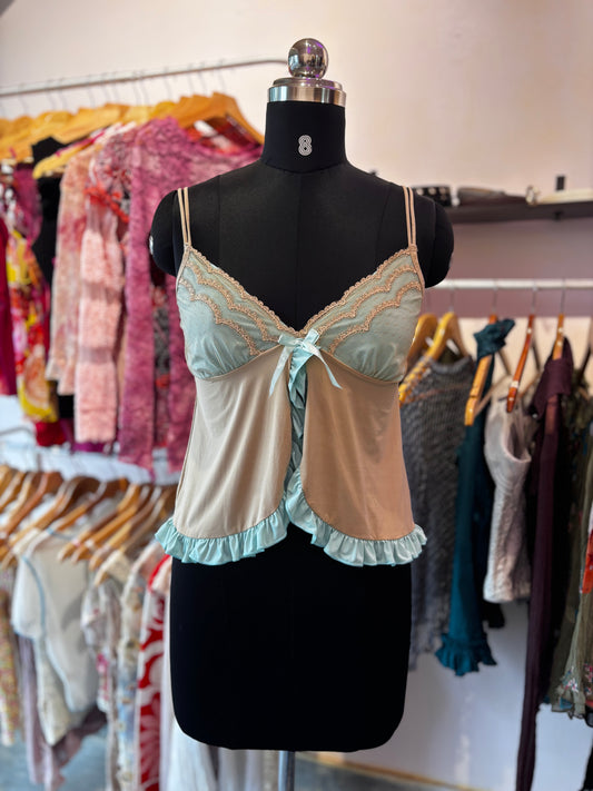 Brown mint lacy cami