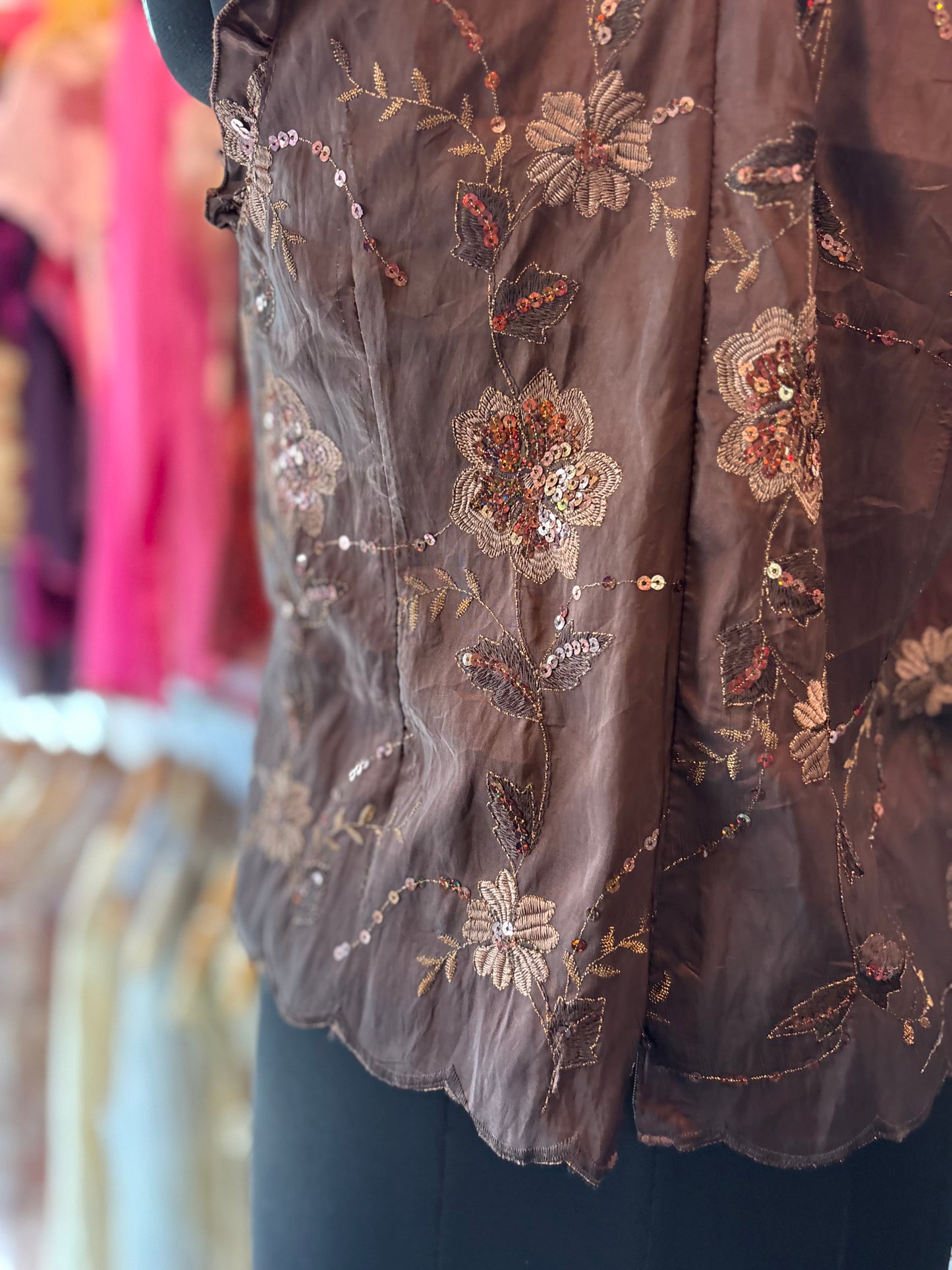 Brown sequins corset top