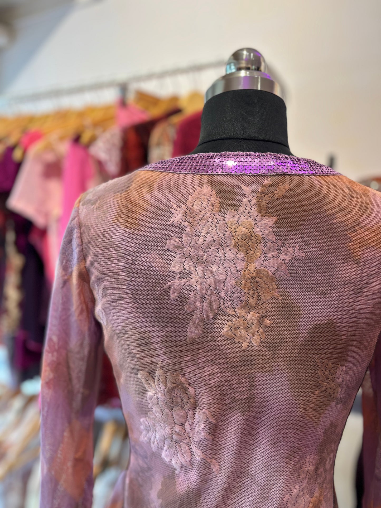 Pink sequins lacy top