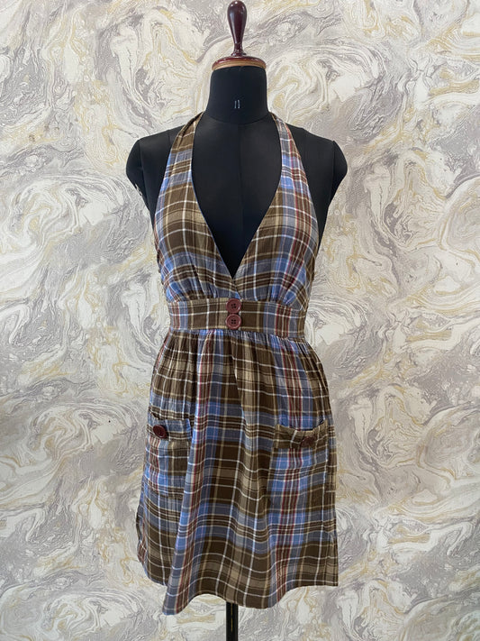 Checkered halter neck