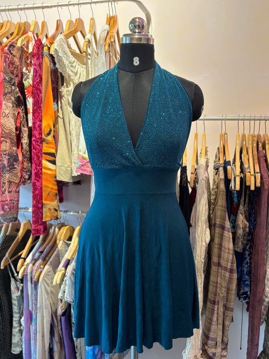 Emerald halter neck dress