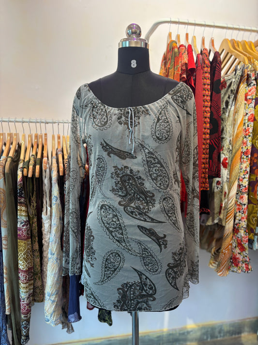 Grey paisley top