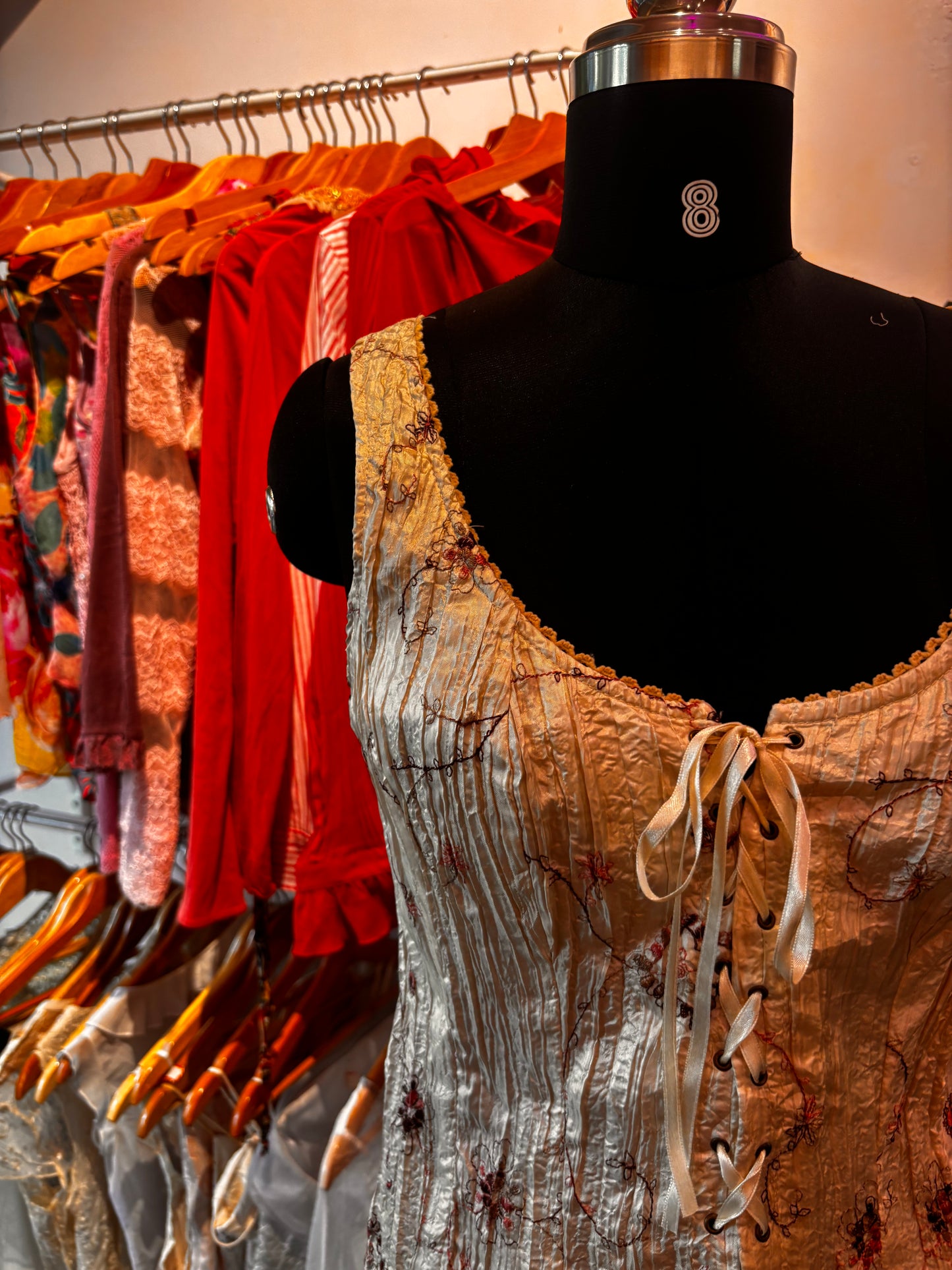 Vintage embroidered corset top