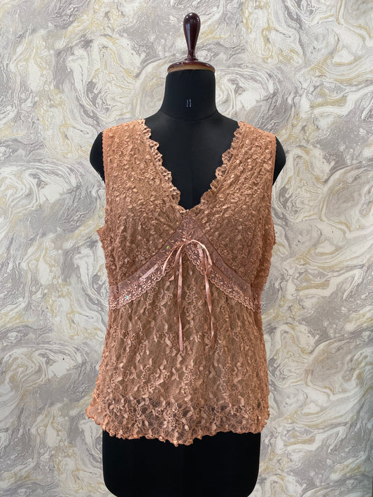 Fairy core peach lacy top