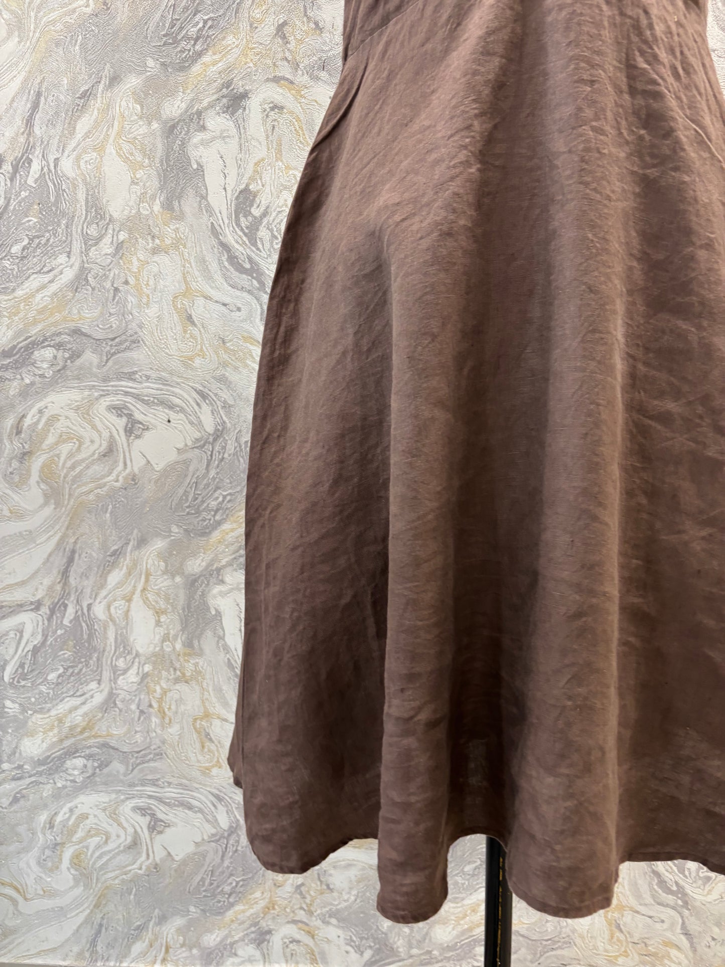 Brown halter neck linen dress