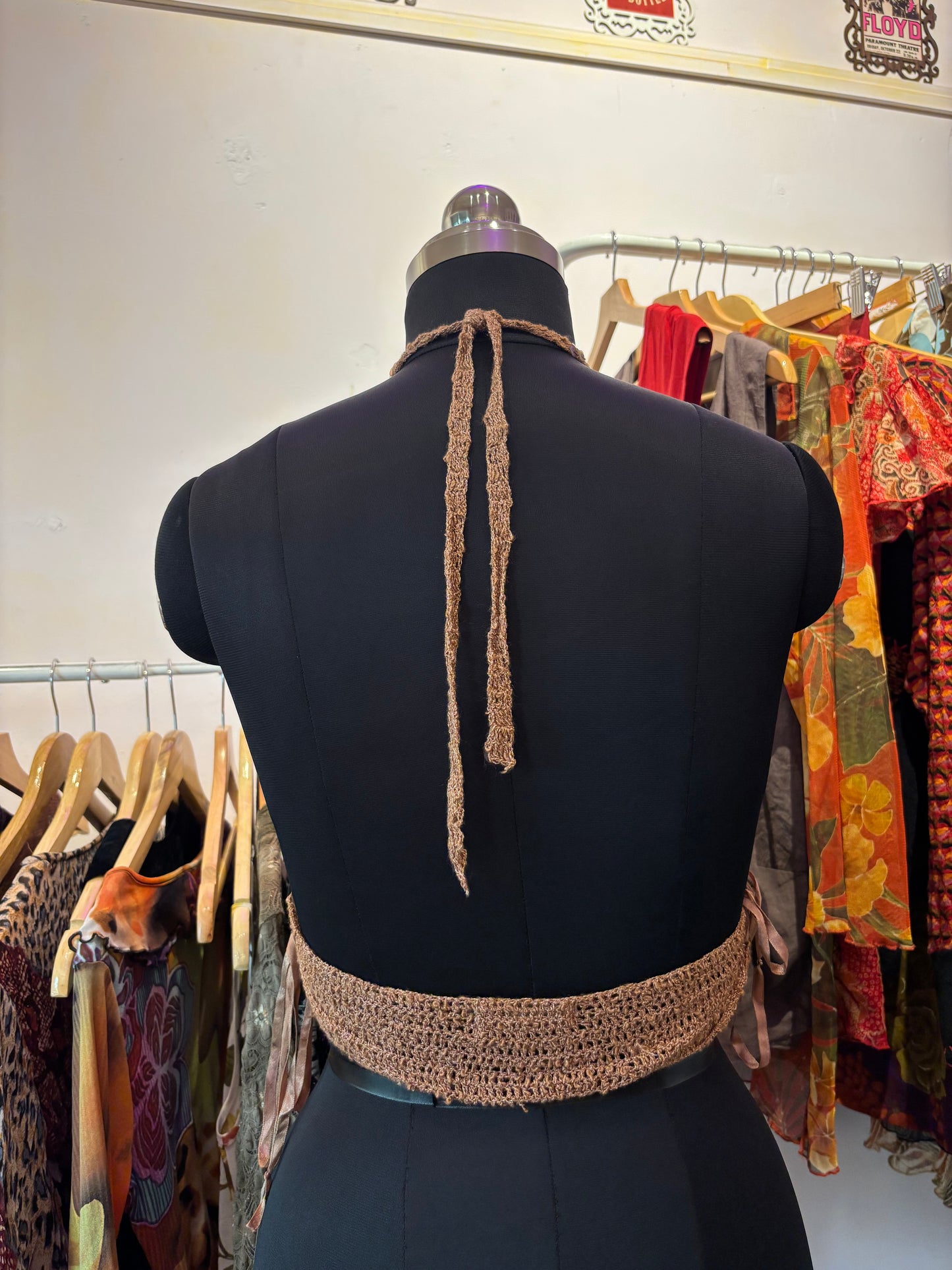 Cappuccino crochet sequin halter neck