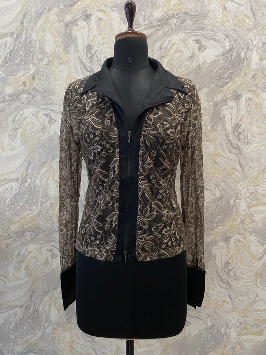 Vintage golden black lacy shacket