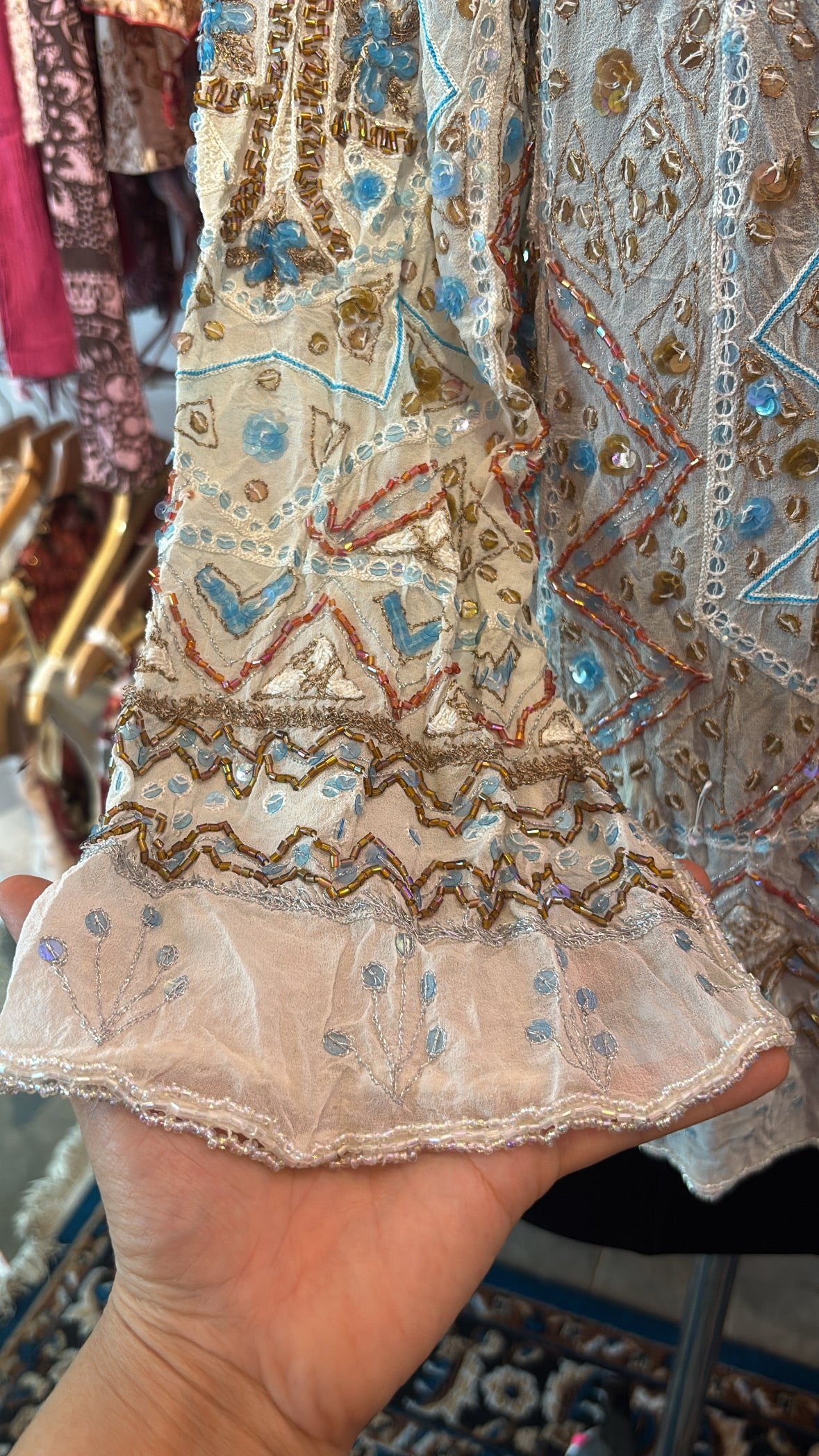 Exquisite beaded silk top