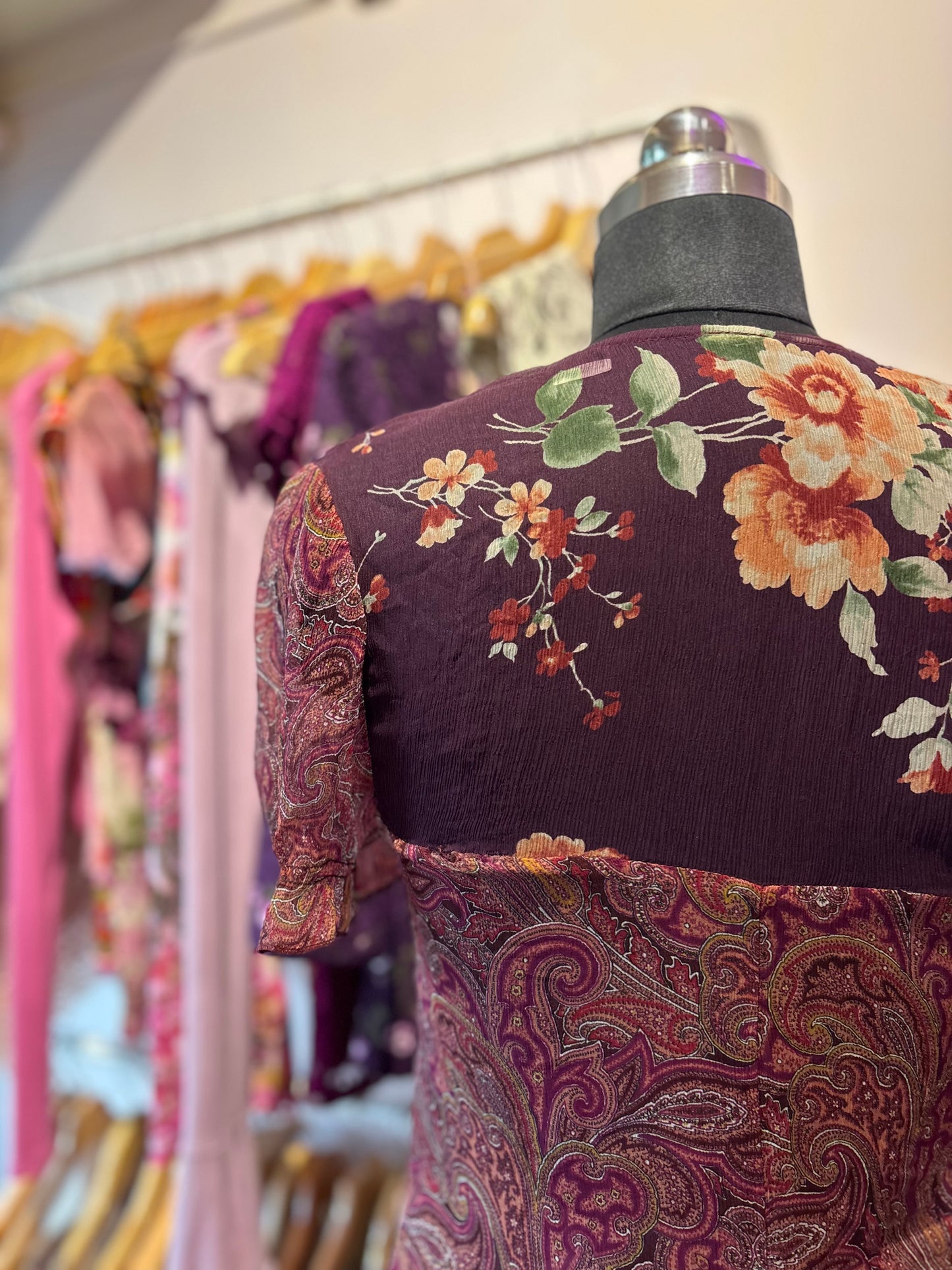 Vintage paisley chiffon dress