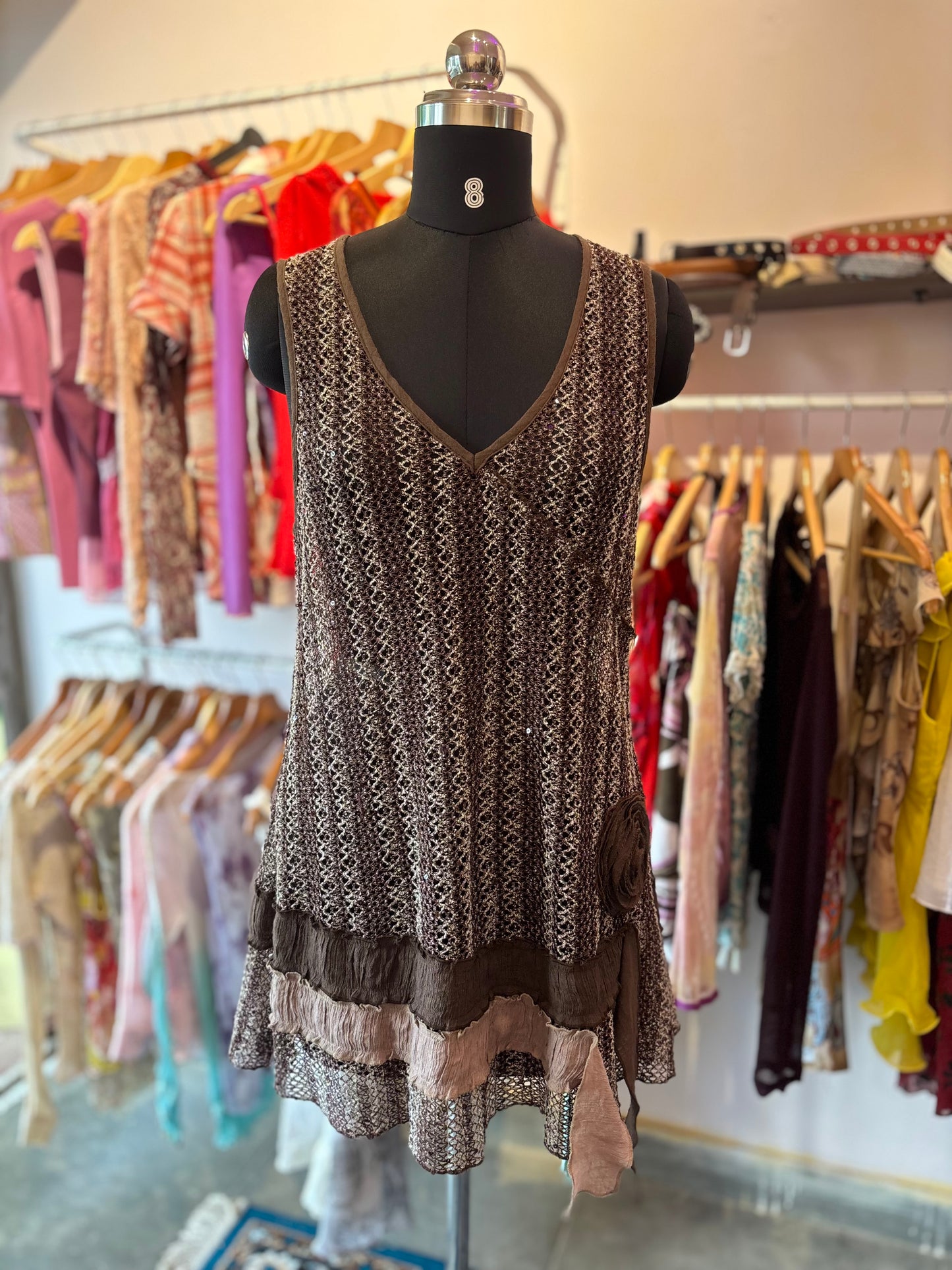 Vintage coffee knitted dress