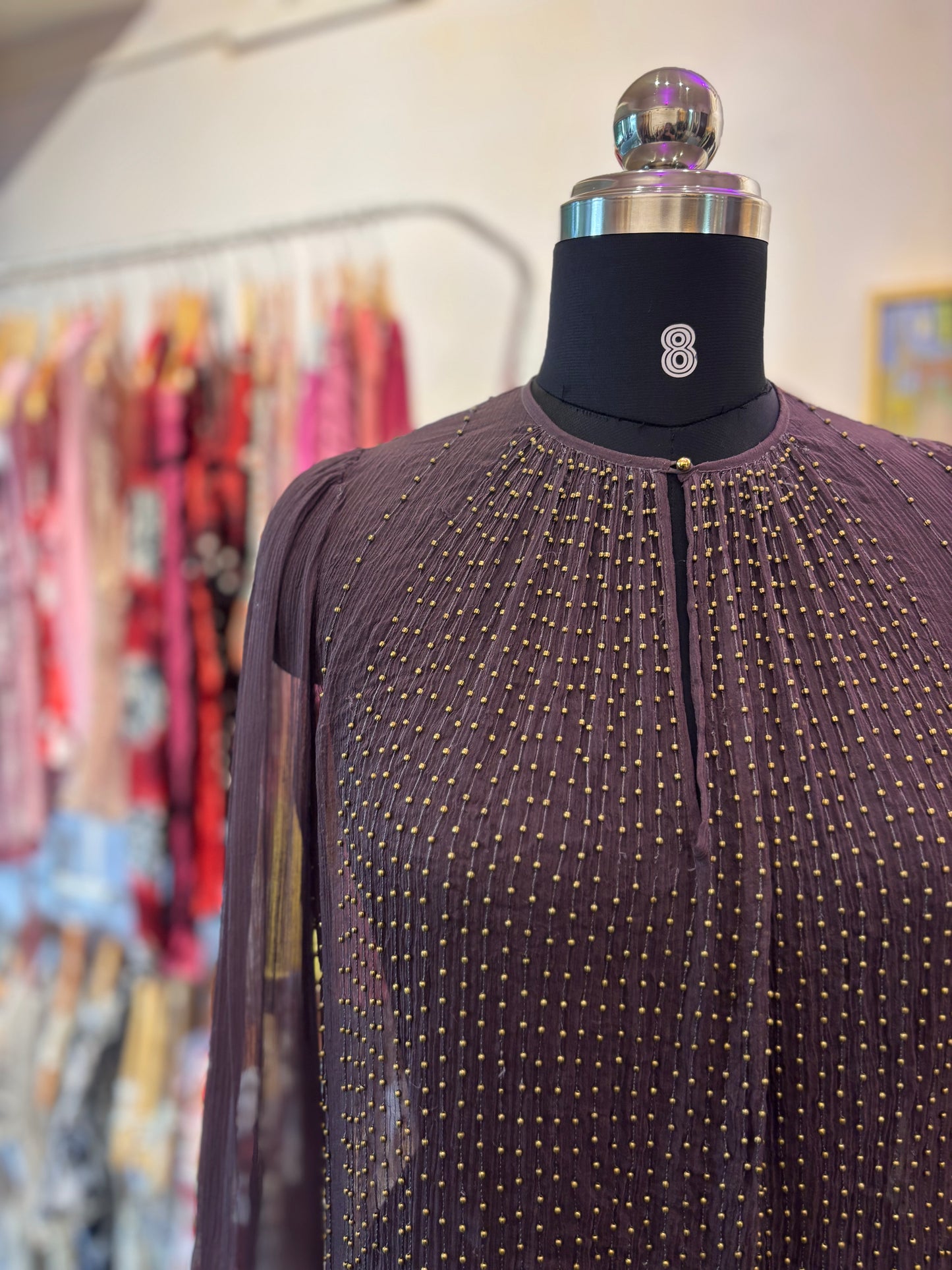 100 percent silk Deep purple beaded top
