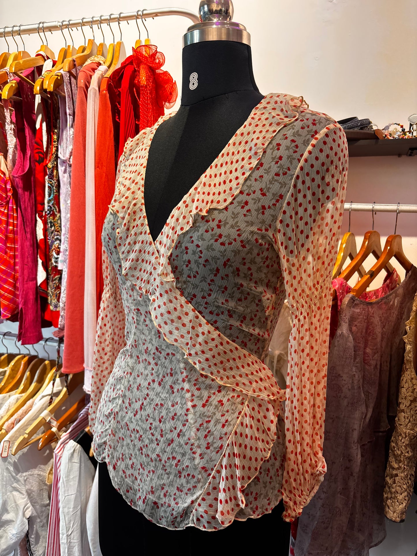 Floral wrap top 100 percent silk