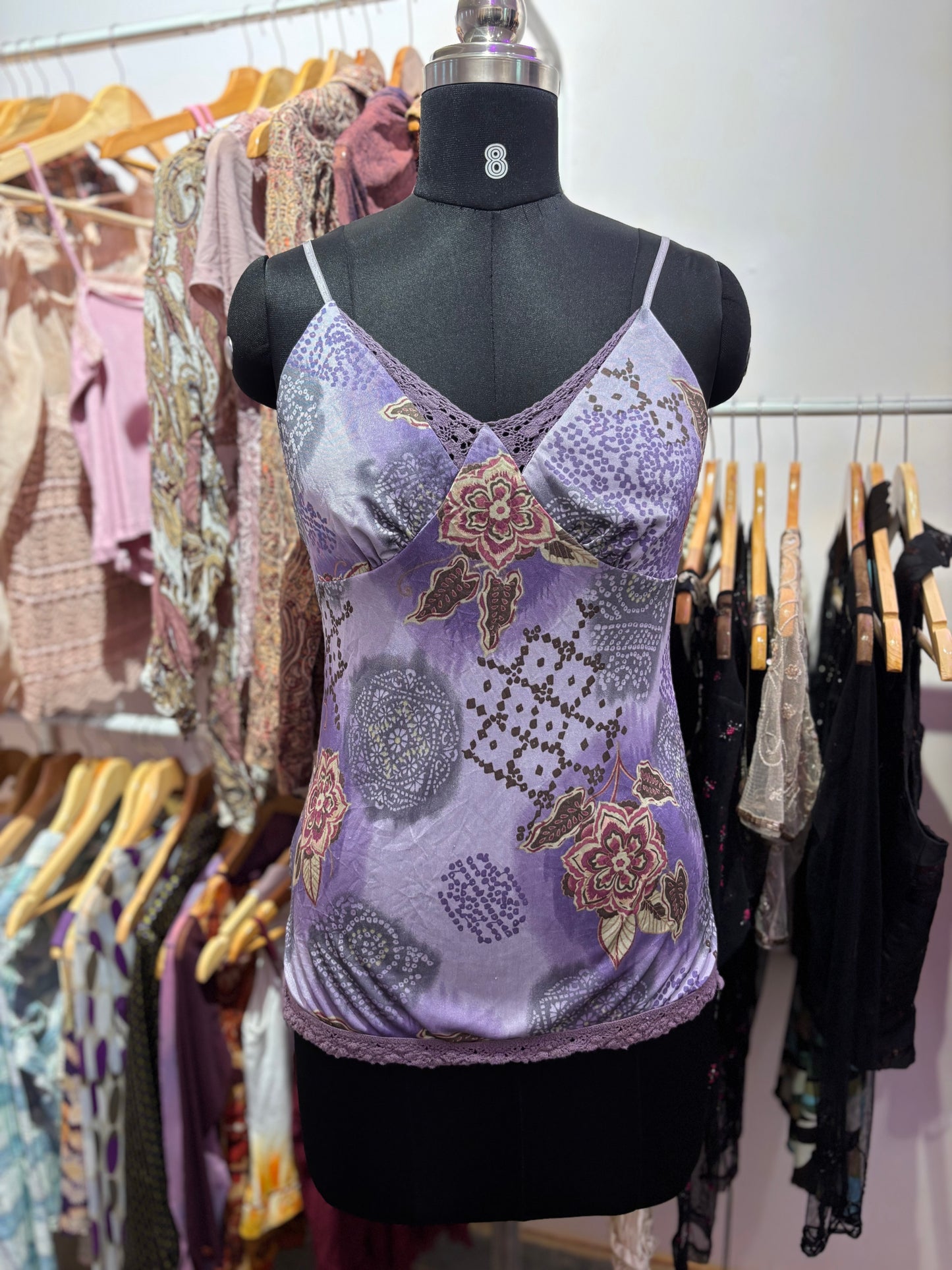 Psychedelic crochet neck cami