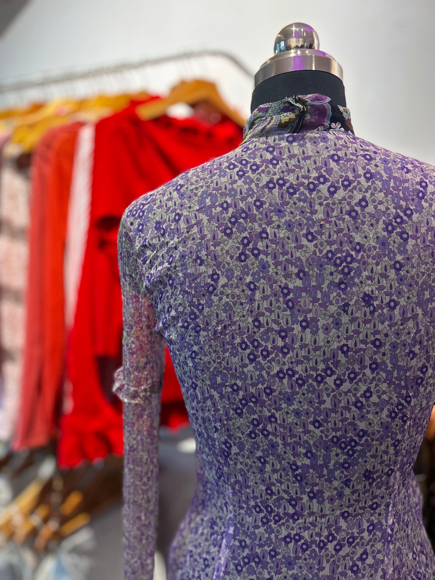 Paisley pleated chiffon dress