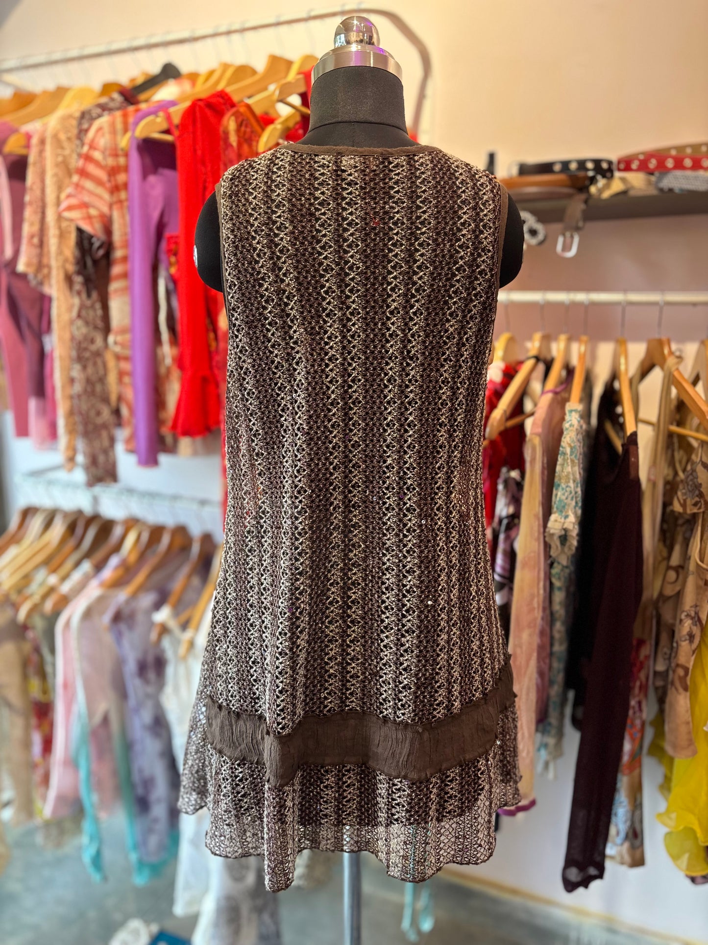 Vintage coffee knitted dress