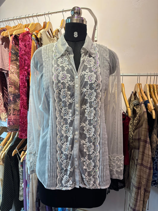 Vintage grey shirt with sequins and thread work