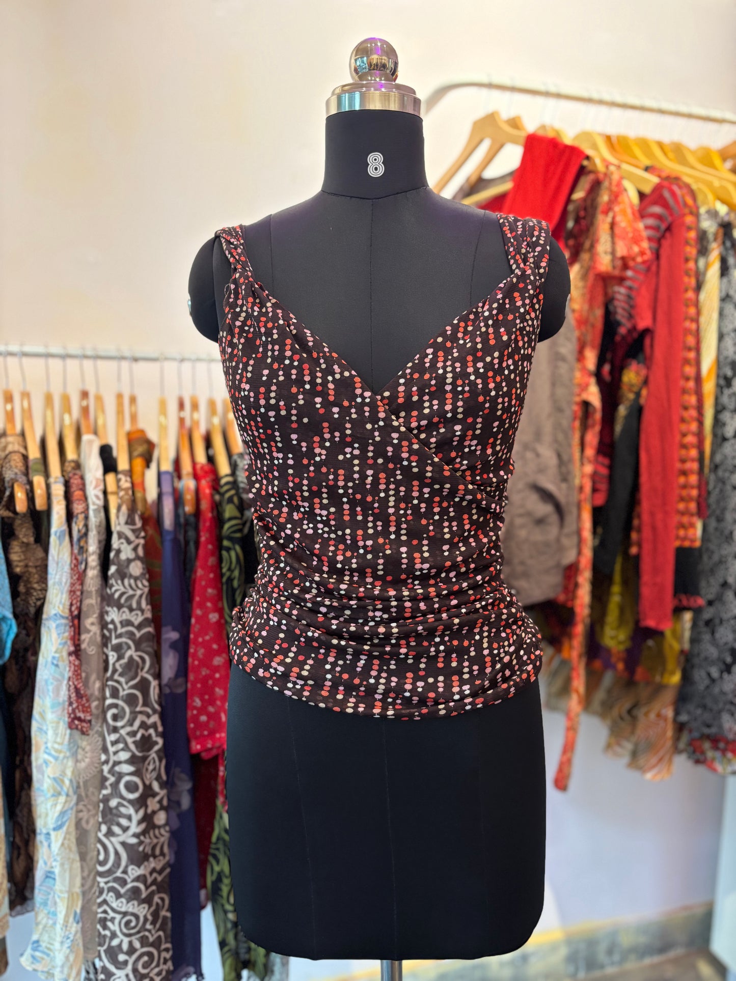 Brown ditsy top