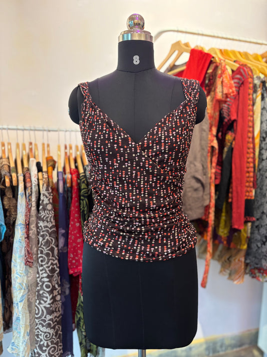 Brown ditsy top