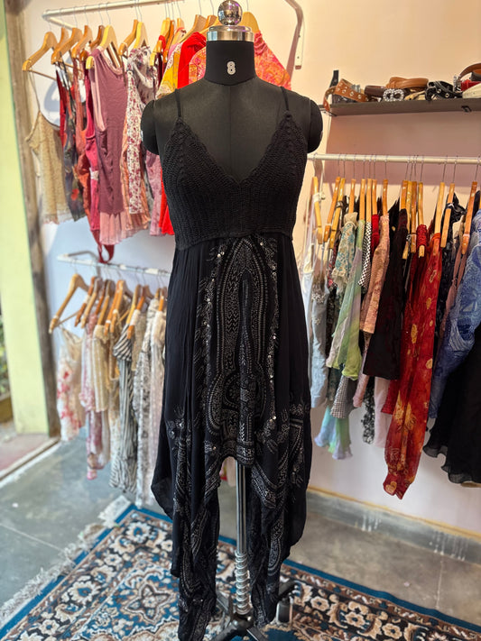 Crochet bust asymmetrical dress