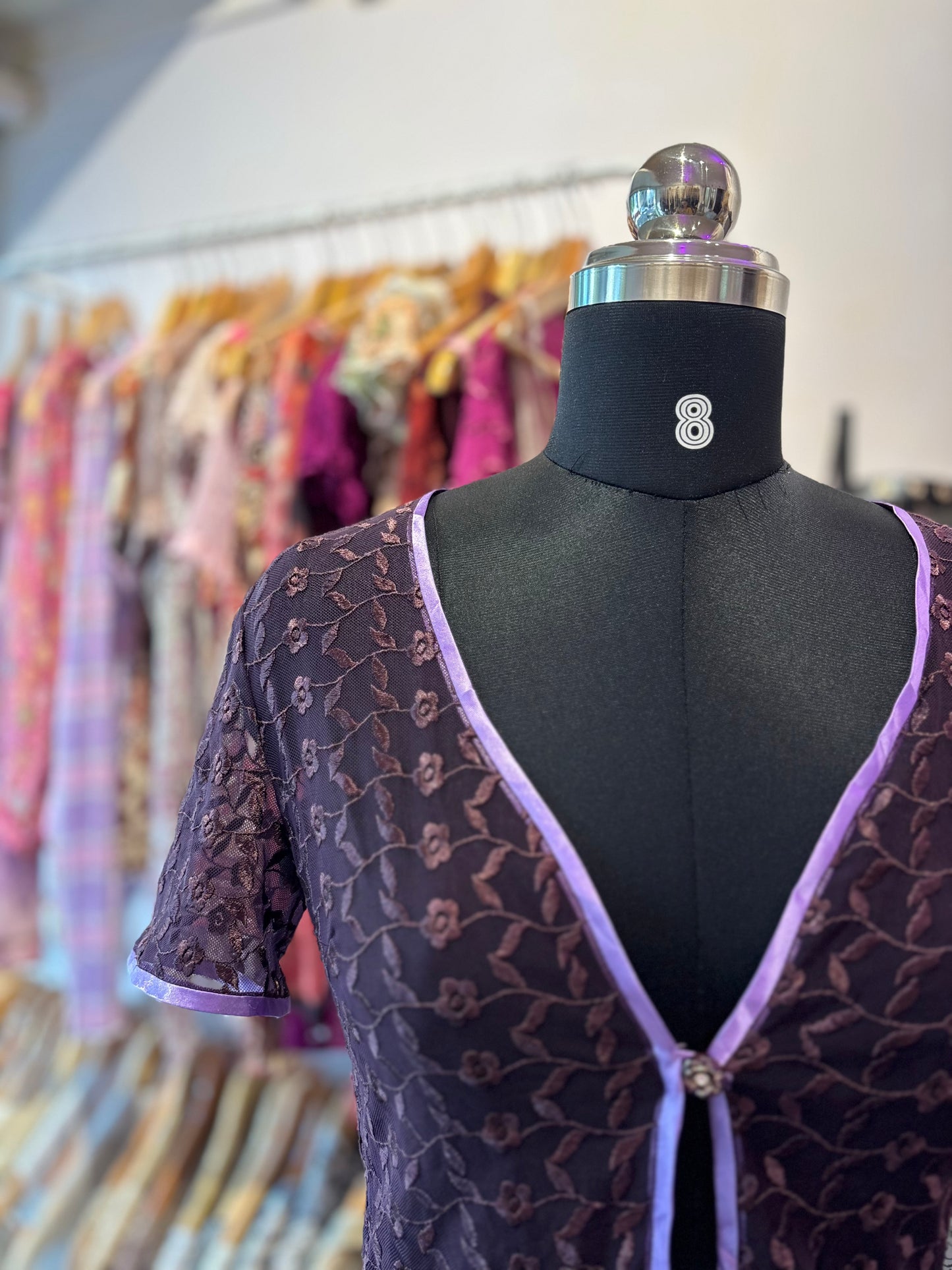 Purple embroidered lacy top