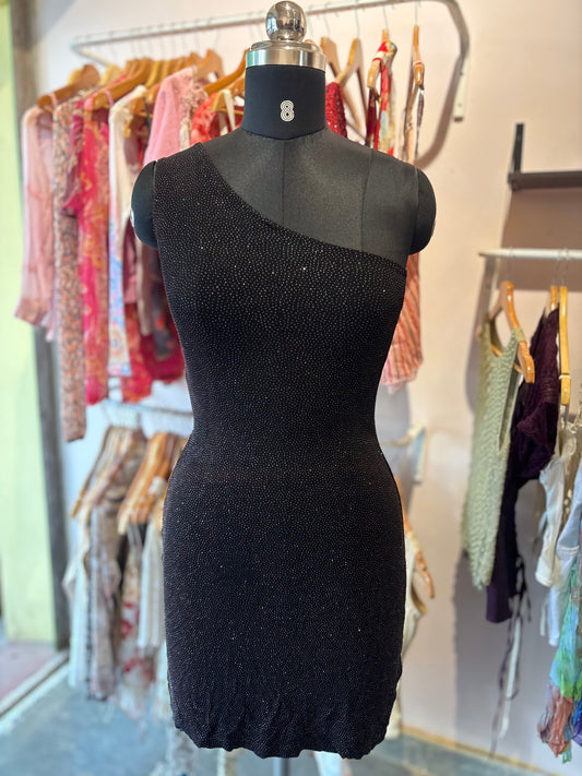 One shoulder rhinestone dress