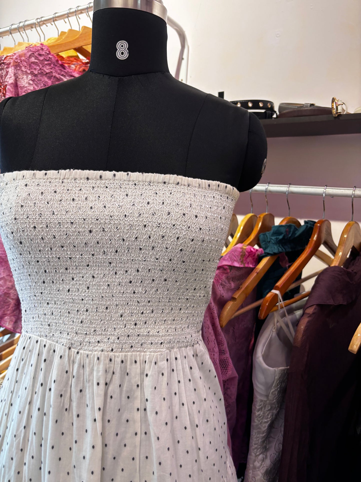 Polka dot smocked layered dress