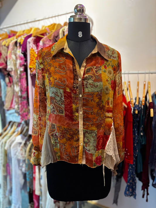 Vintage paisely shirt with side lace