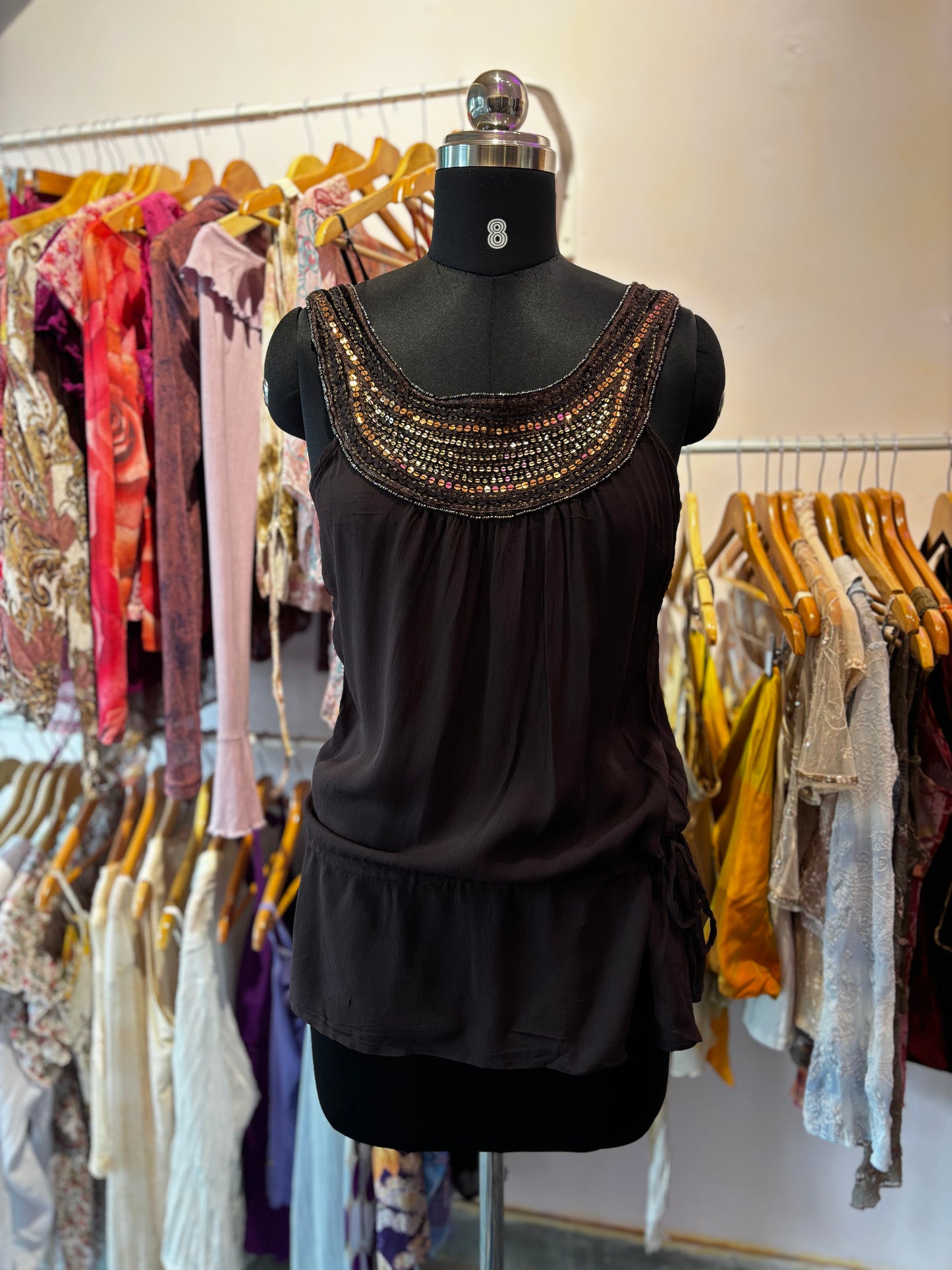 Vintage beaded neck top