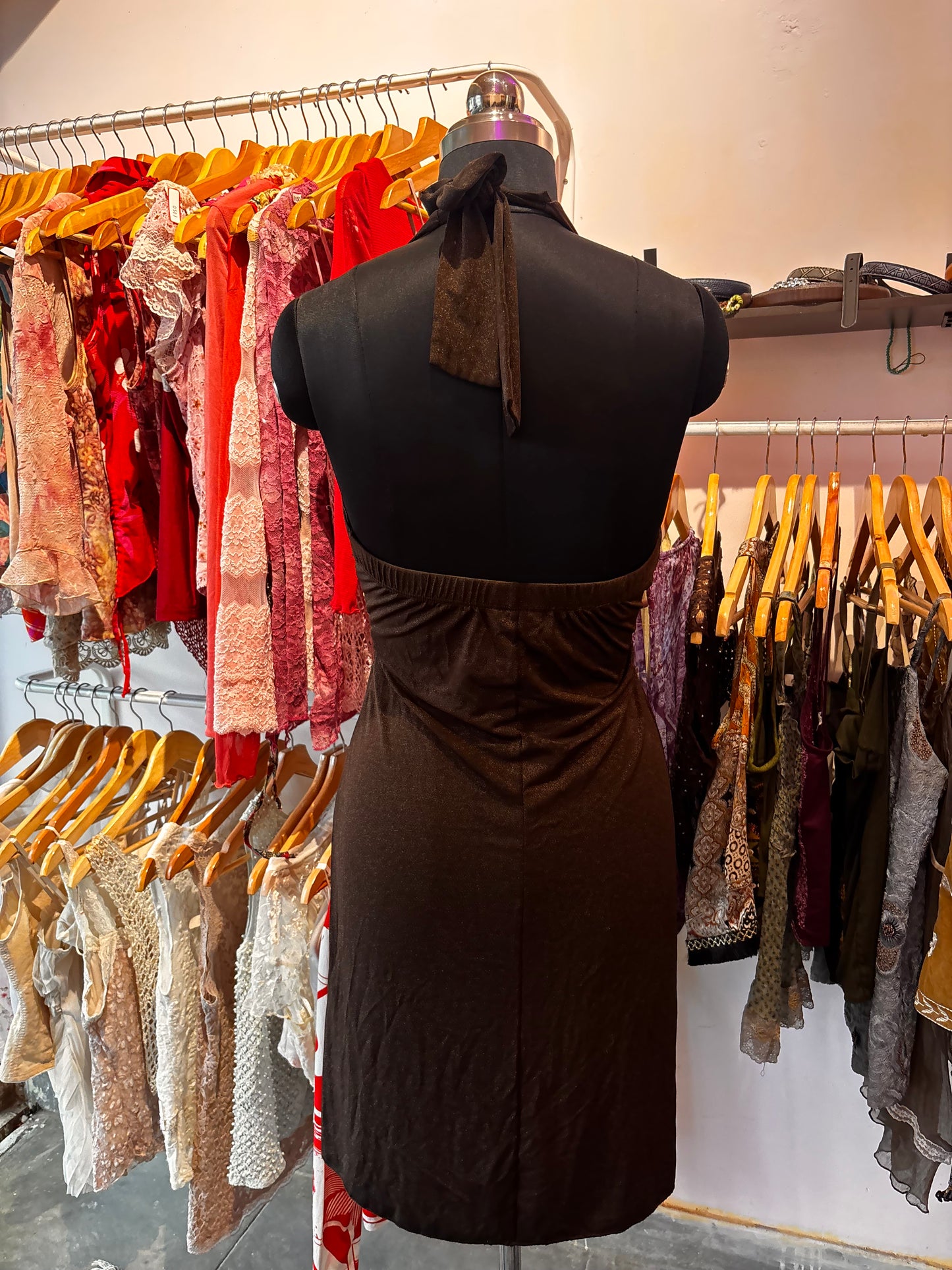 Brown shimmery halter neck