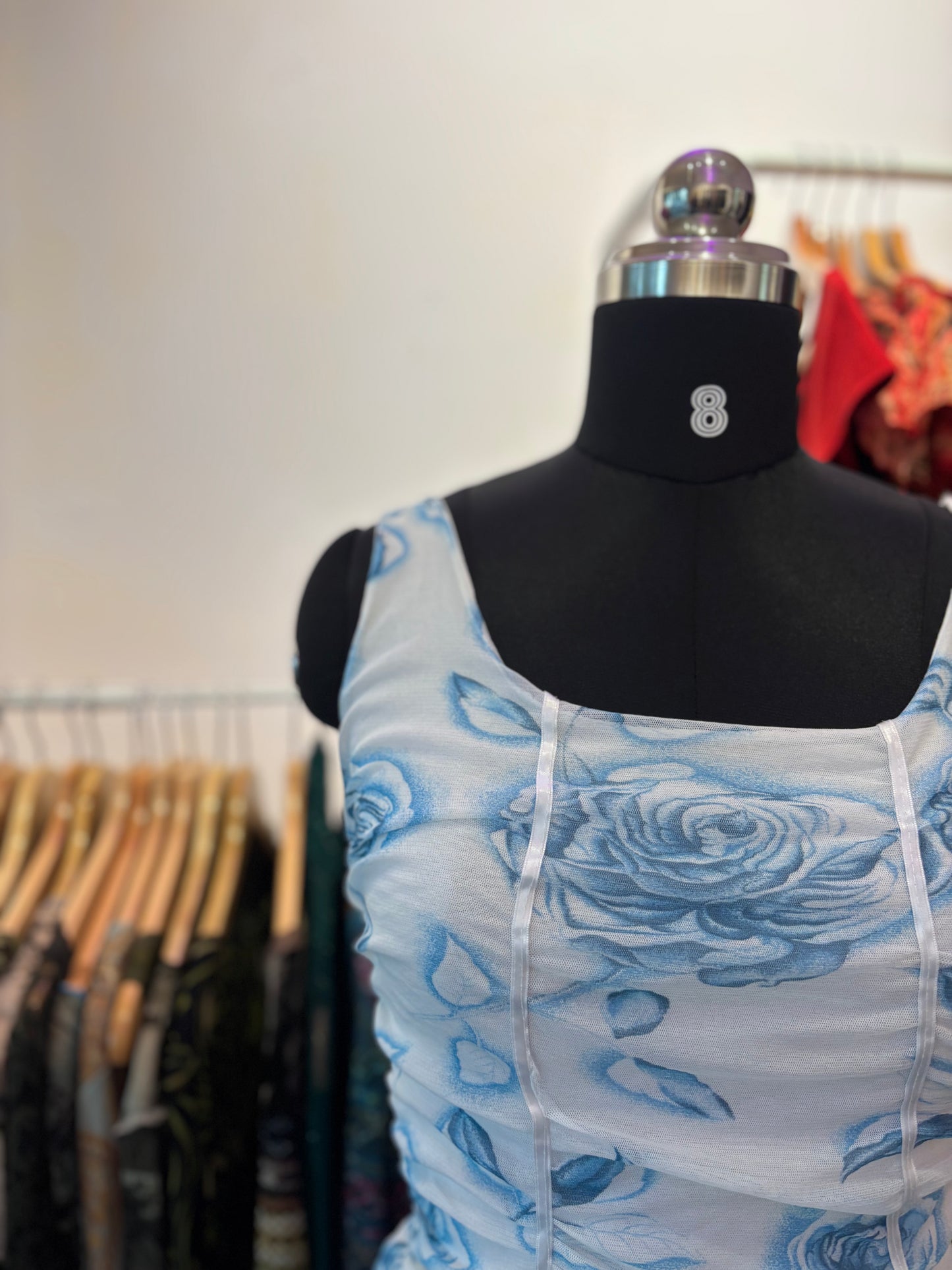Blue rose milkmaid top
