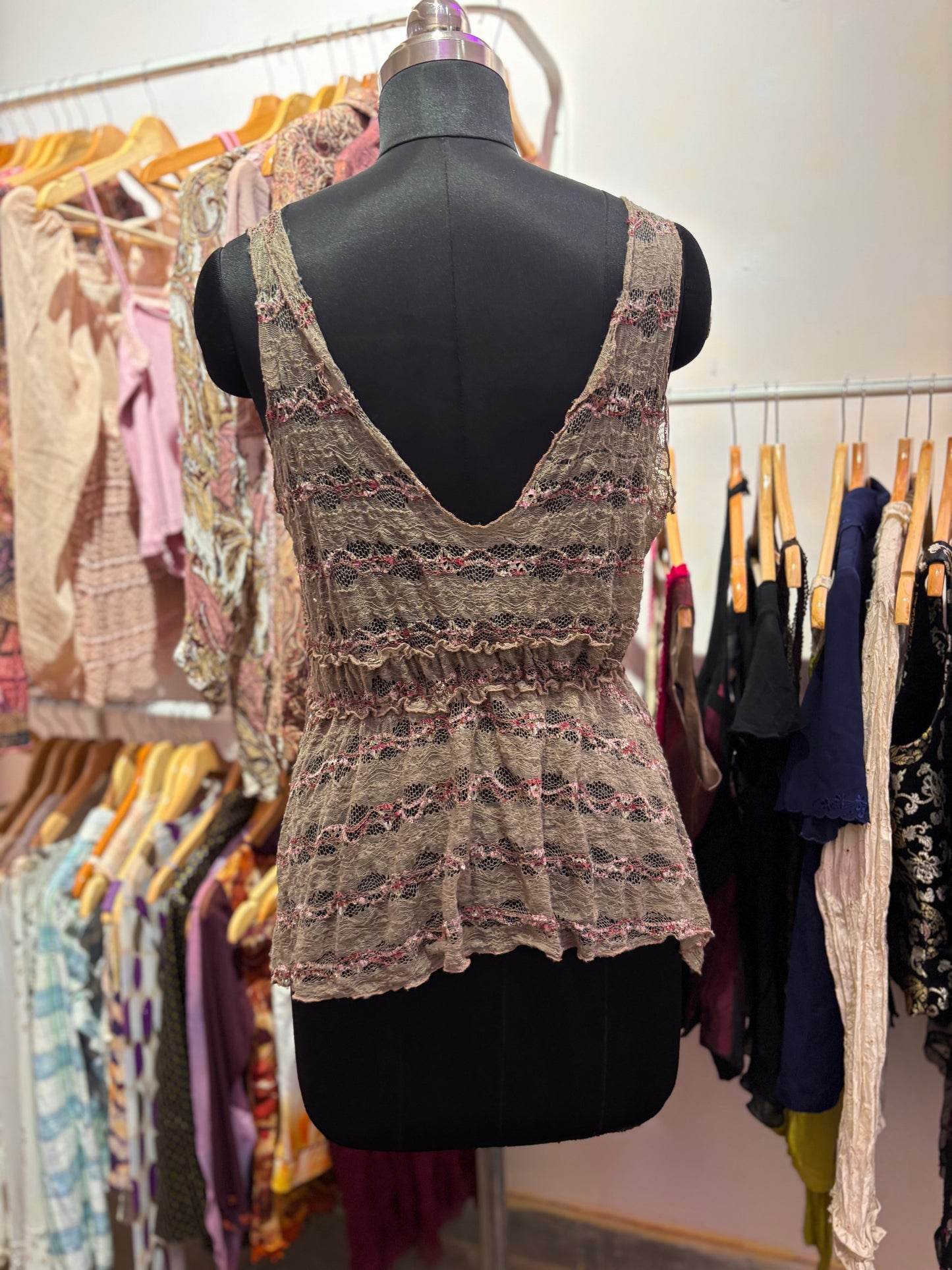 Olive floral lacy top