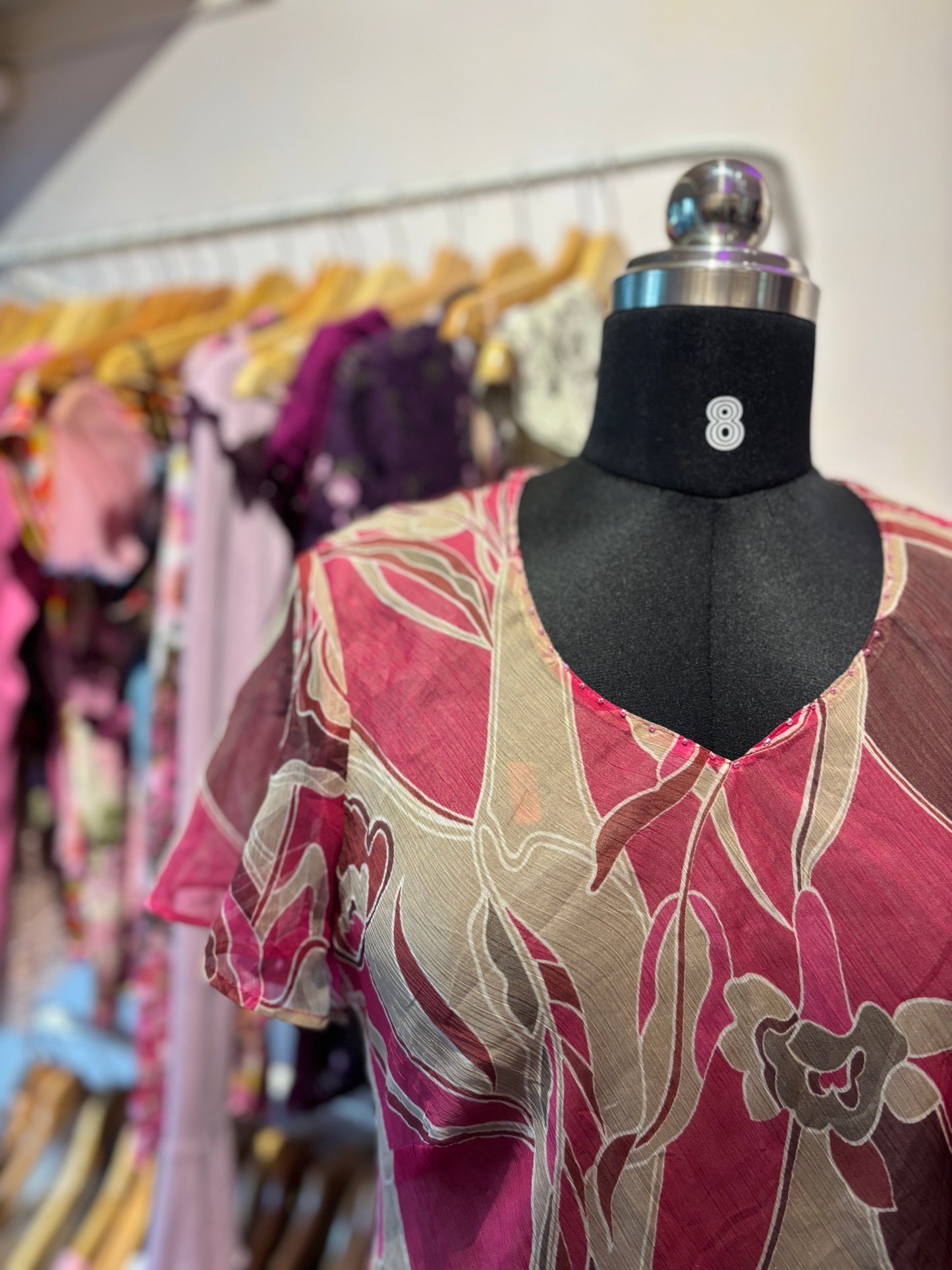 Pink beige abstract top