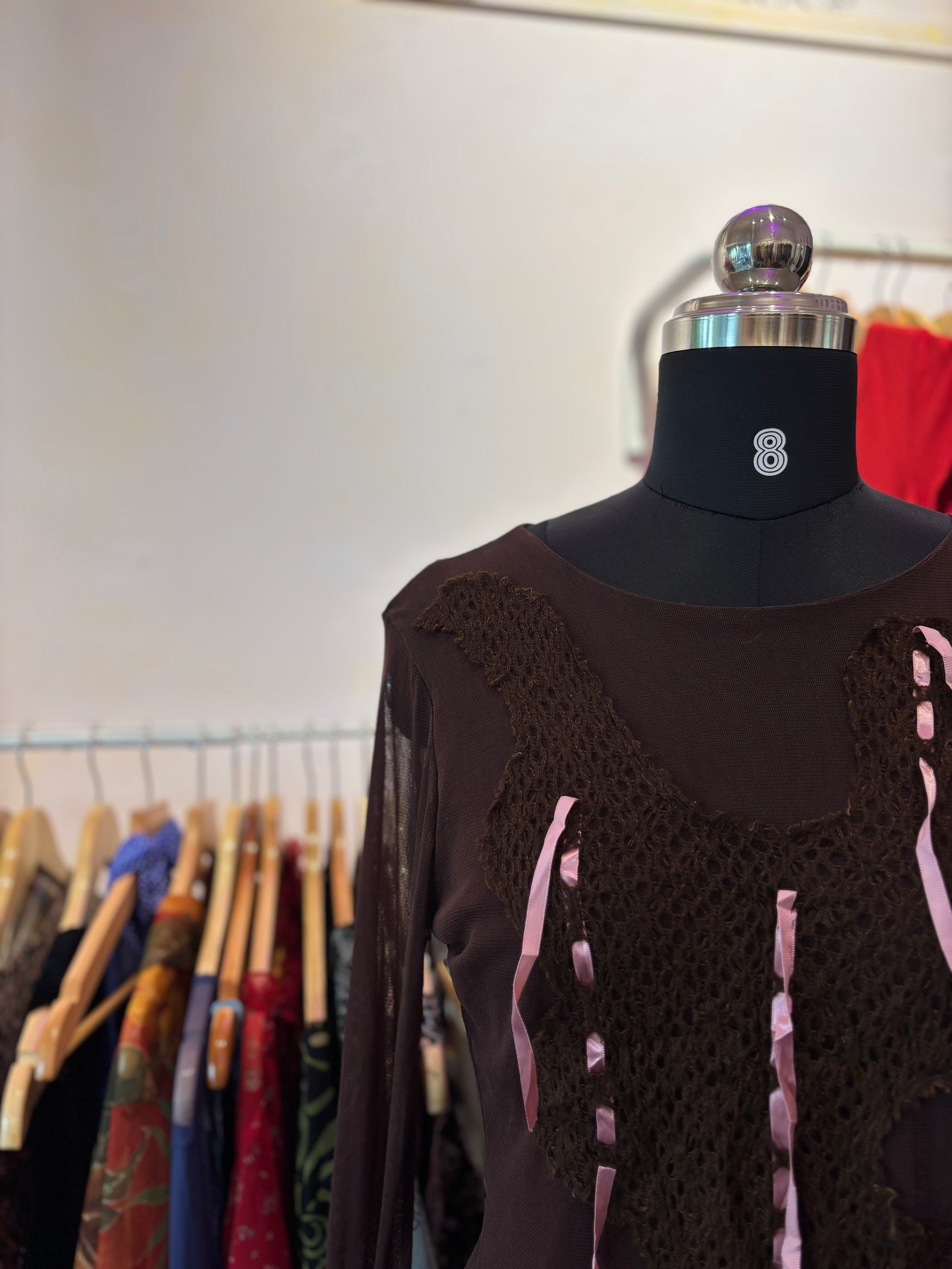 Brown ribbon top