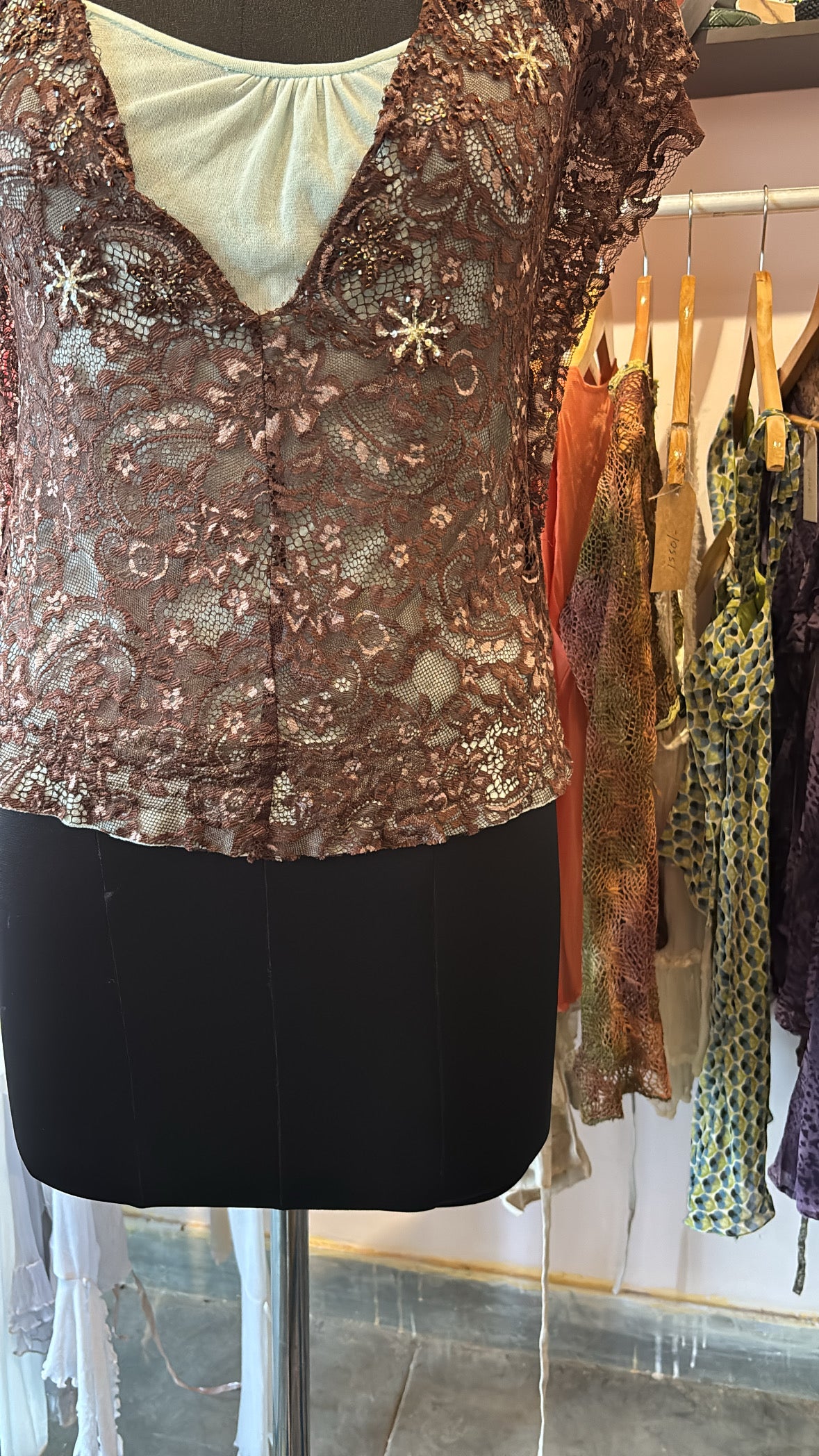 Brown beaded top