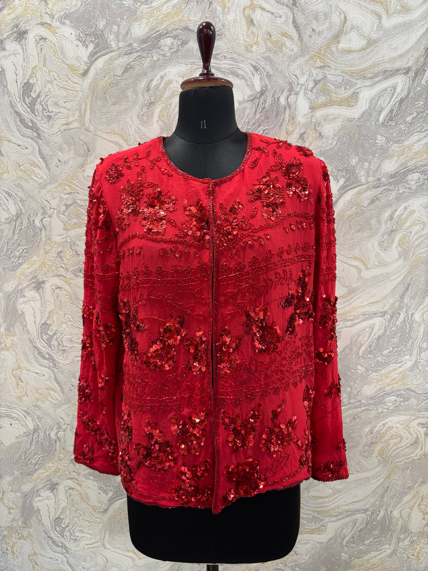 Red vintage sequins shacket