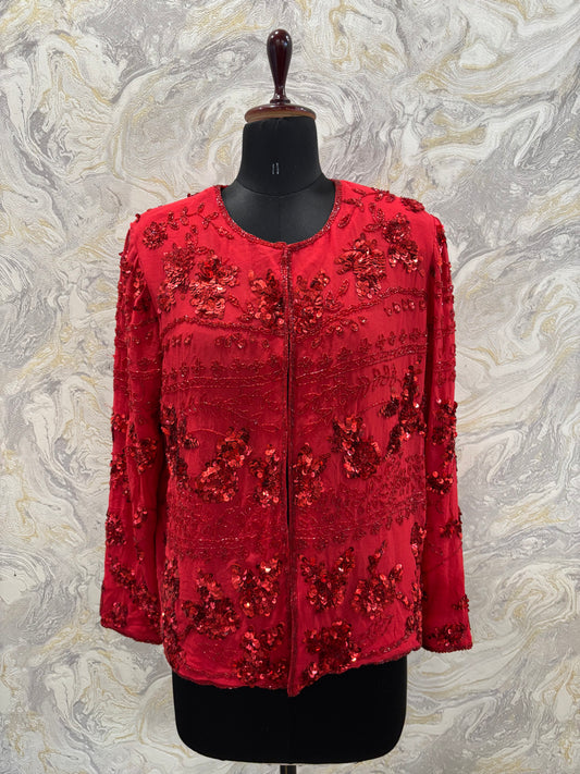 Red vintage sequins shacket