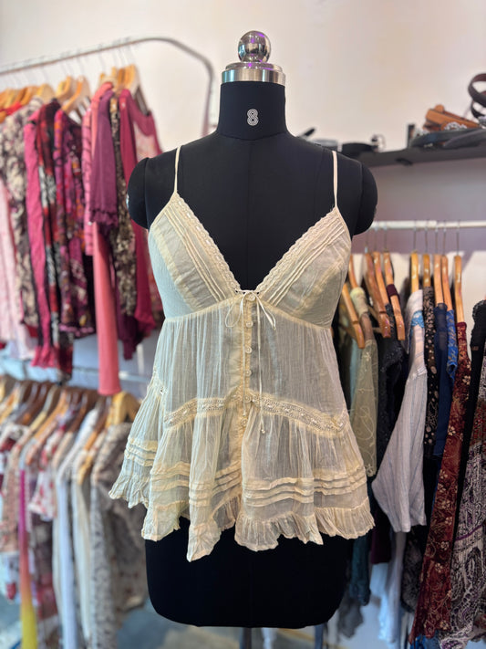 Butter yellow lacy top
