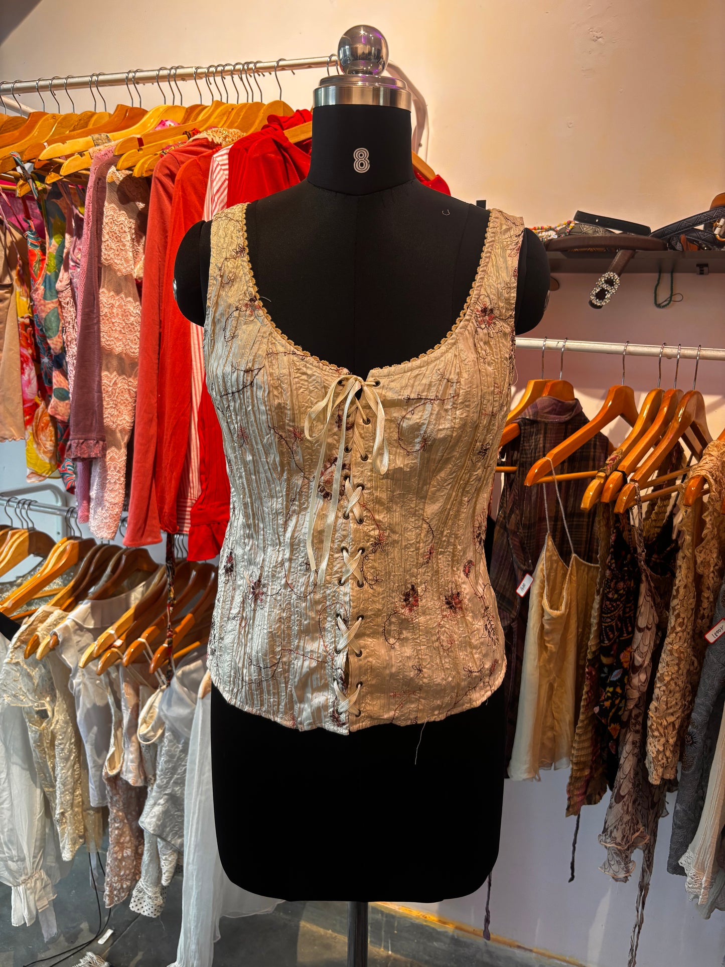 Vintage embroidered corset top