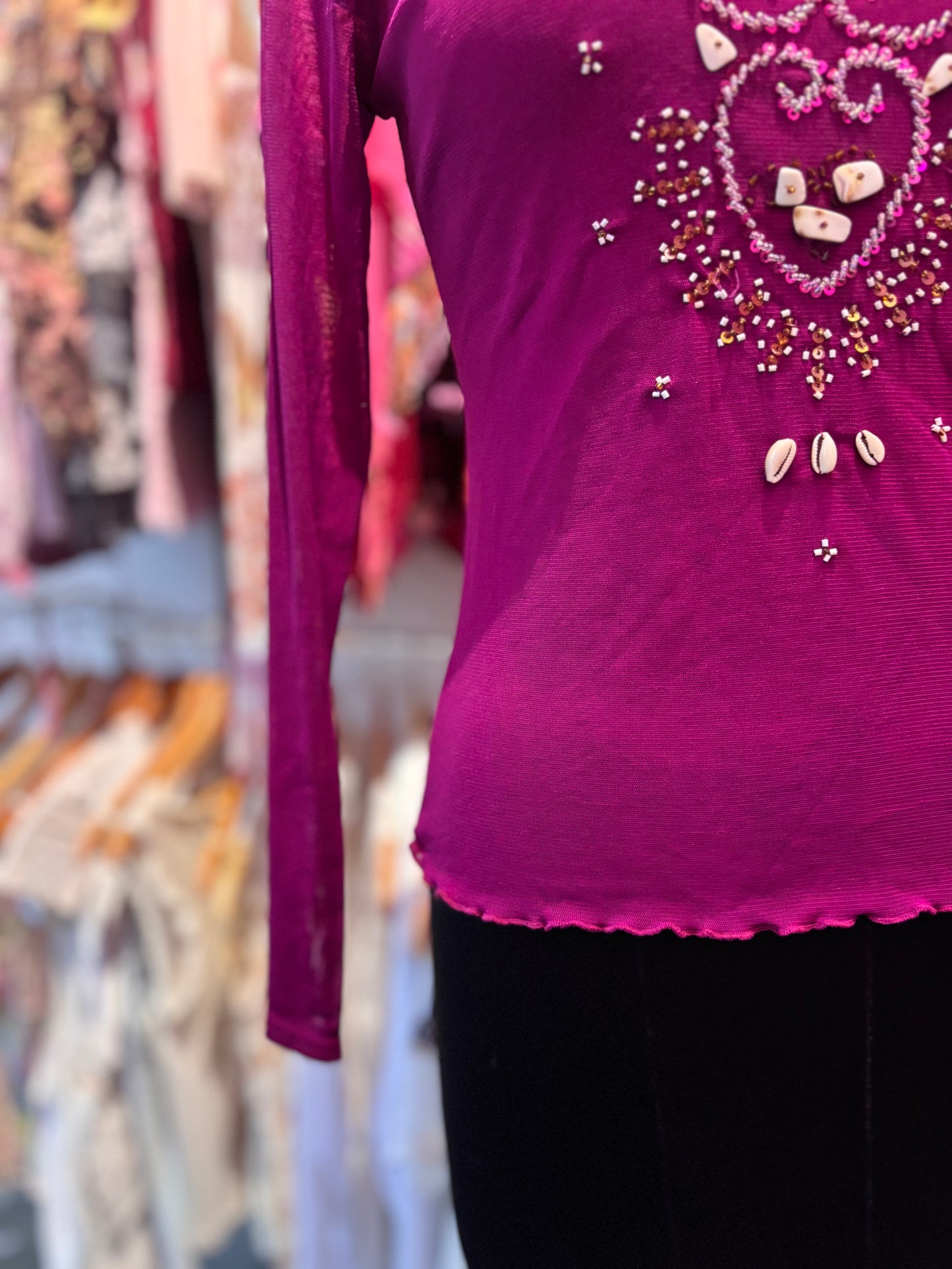 Vintage shell beaded top