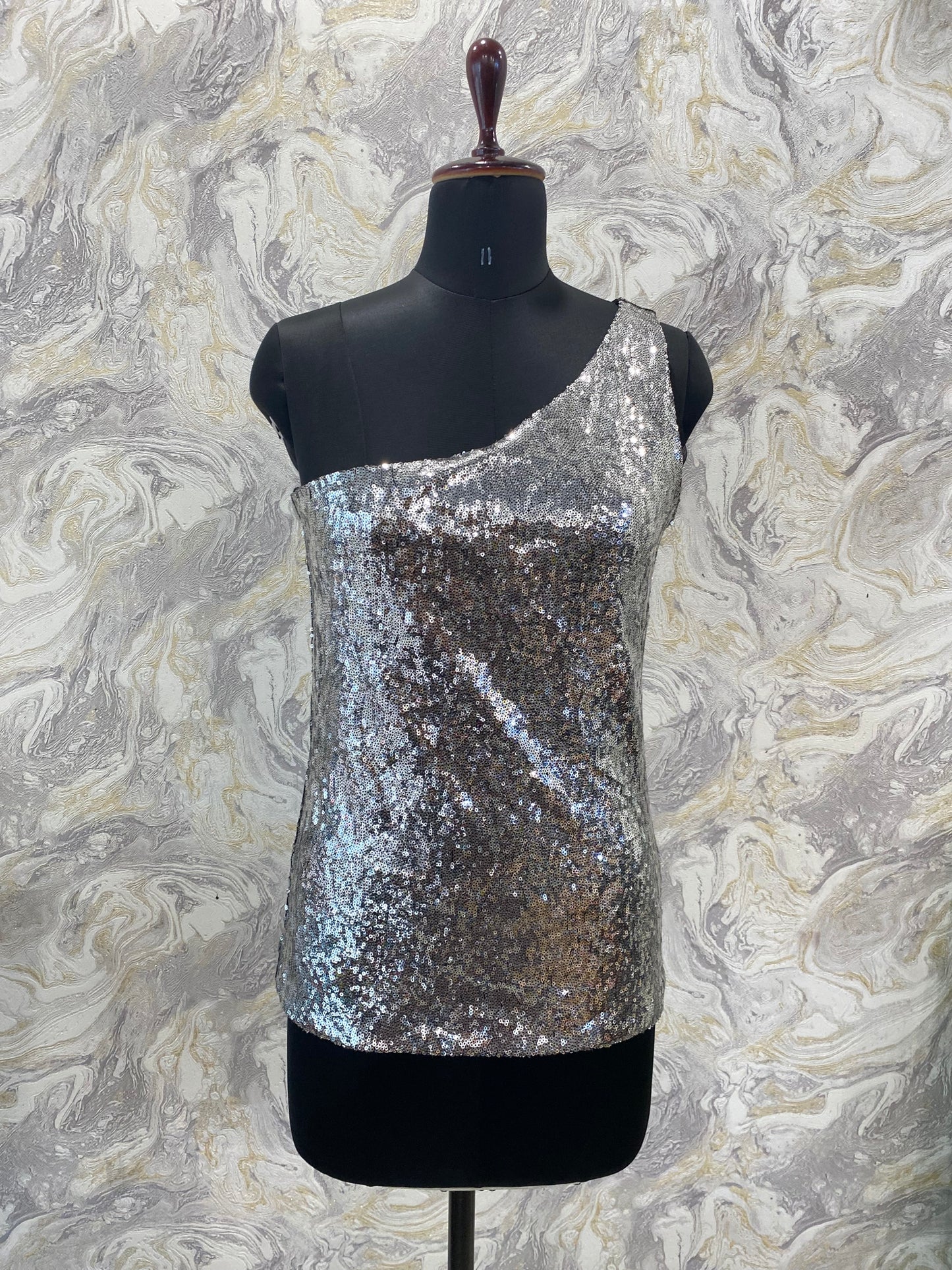 Sequin one shoulder top