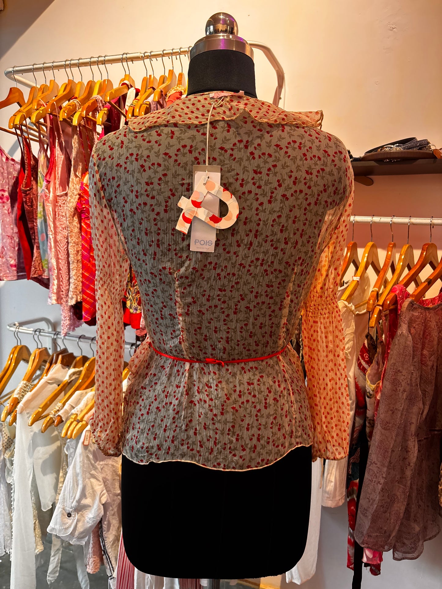 Floral wrap top 100 percent silk