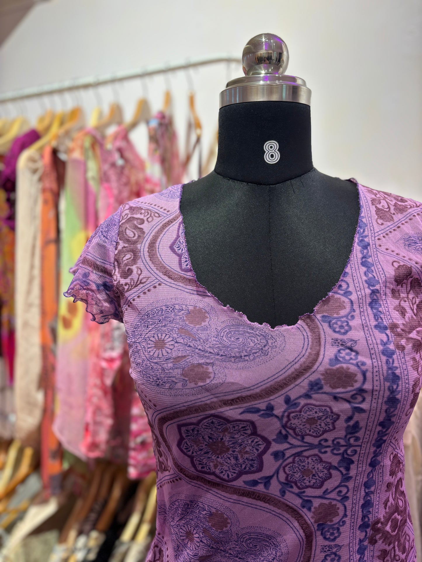 Purple paisley short dress