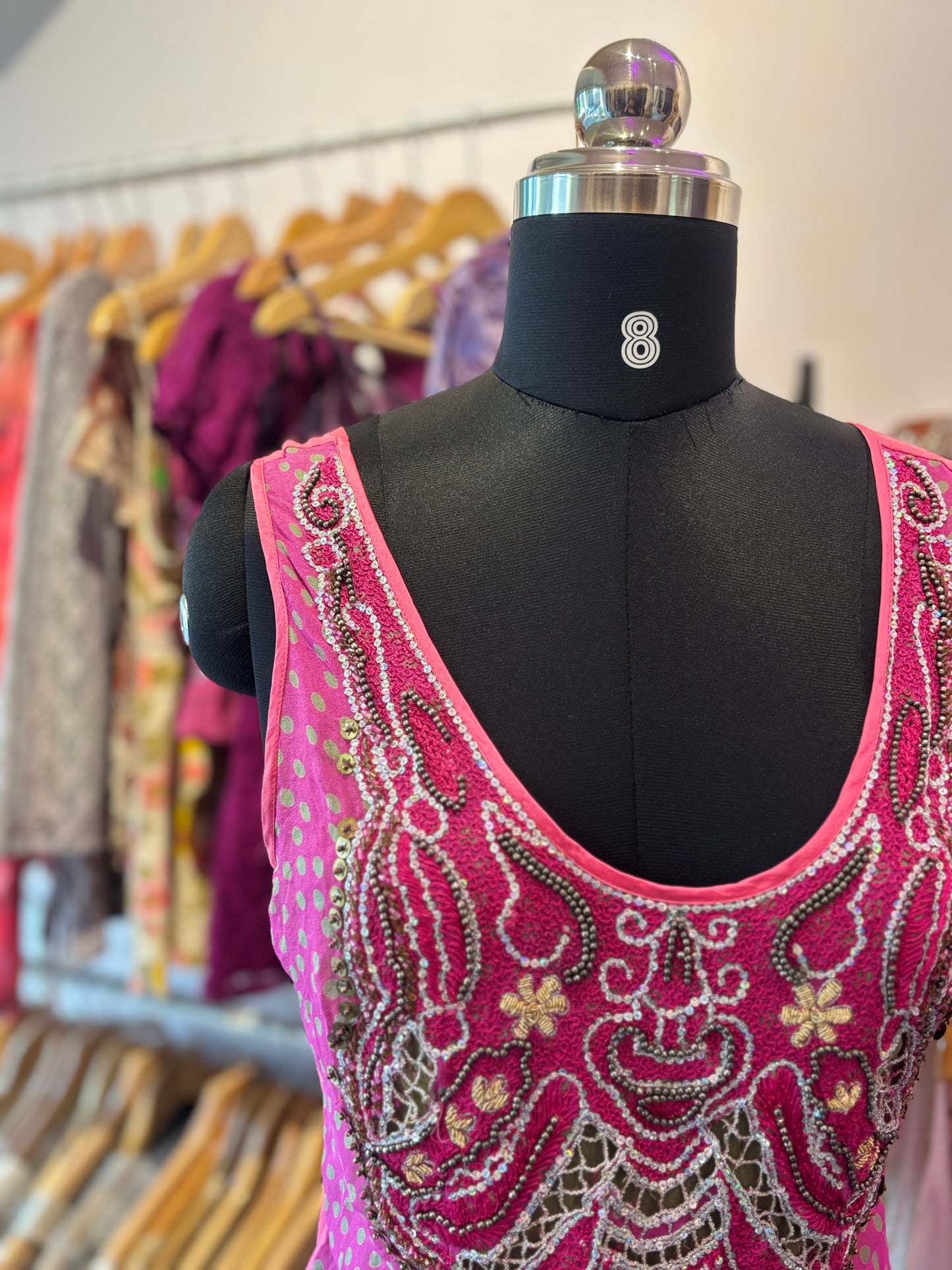 Pink indie beaded top