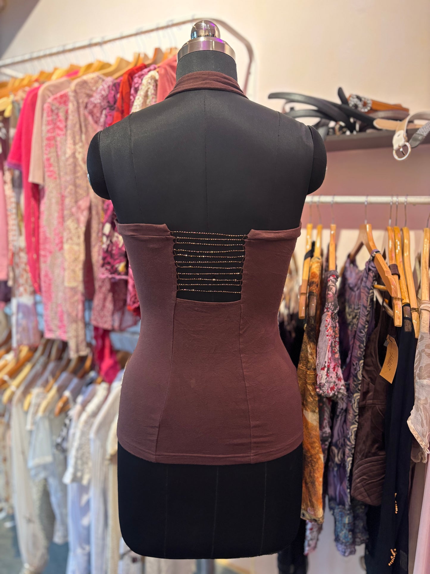 Beaded coffee halter neck ( see back)