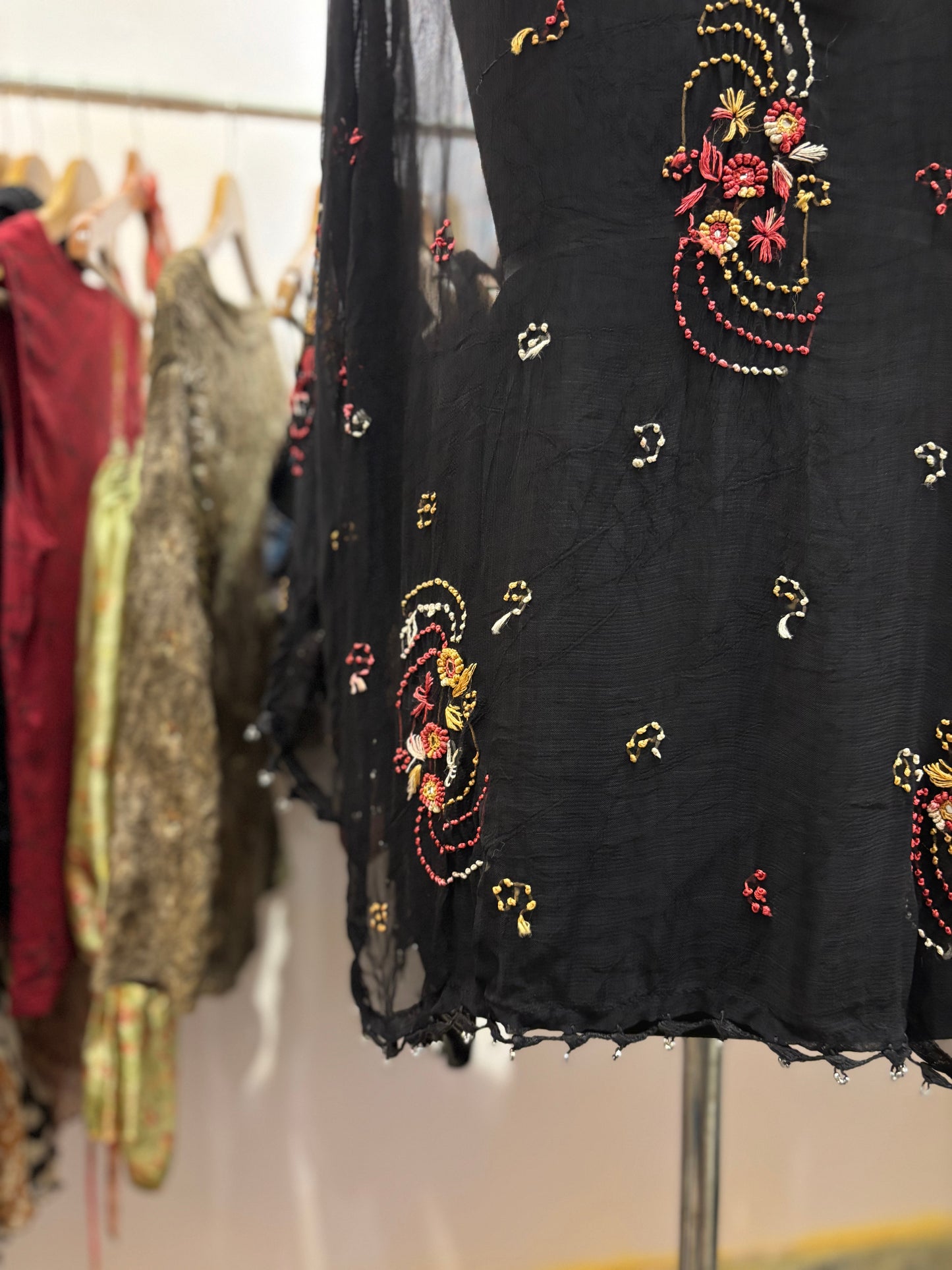 Hand embroidered kurta with bead detials