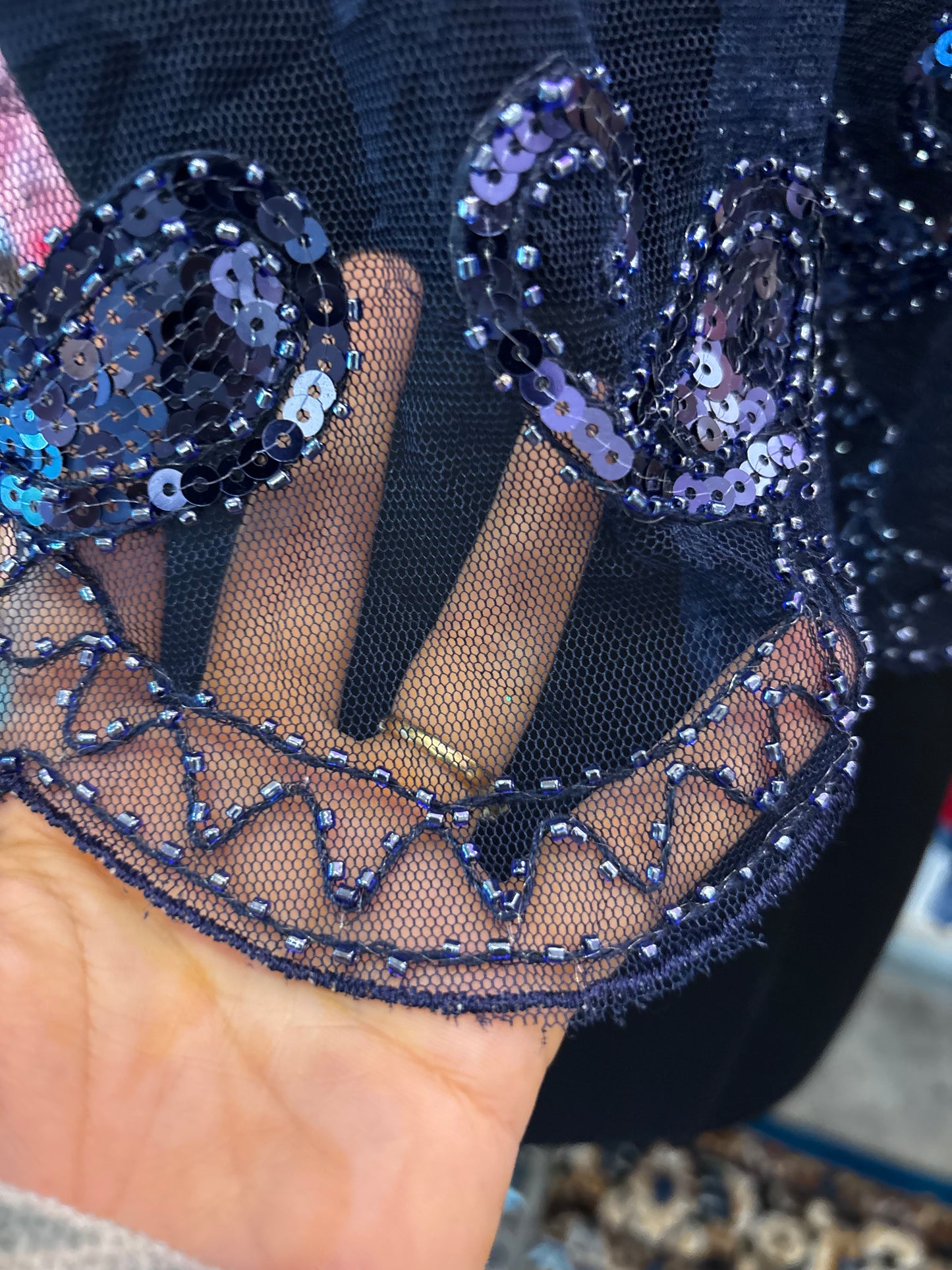 Blue overwear with sequins and bead