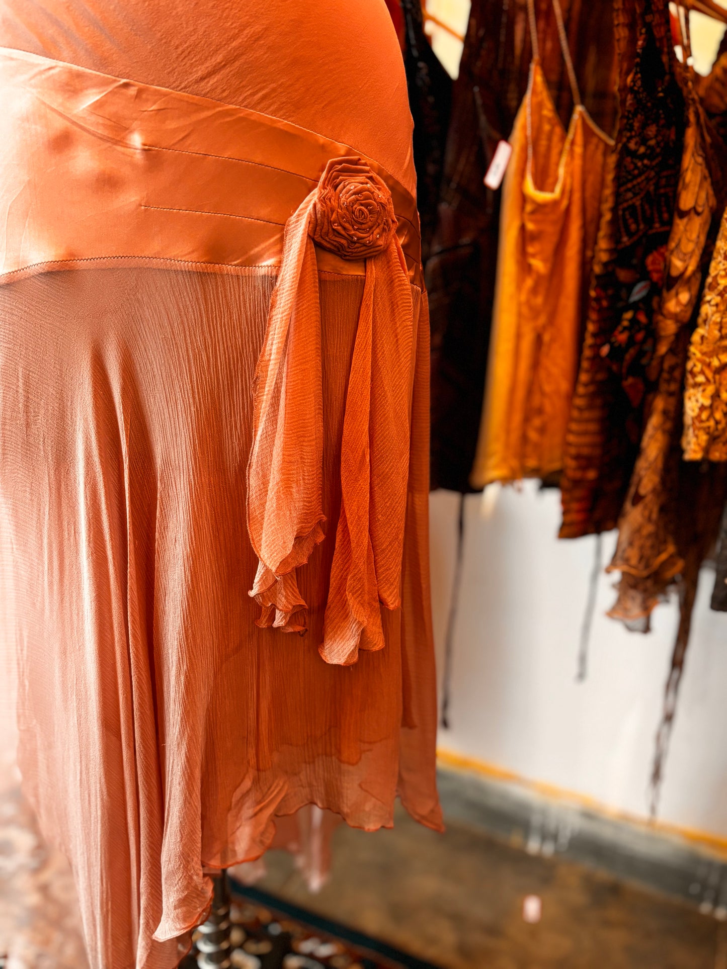 Salmon vintage silk dress