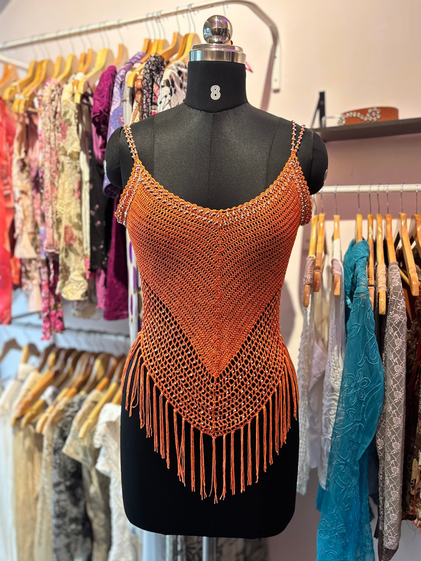 Crochet beaded top