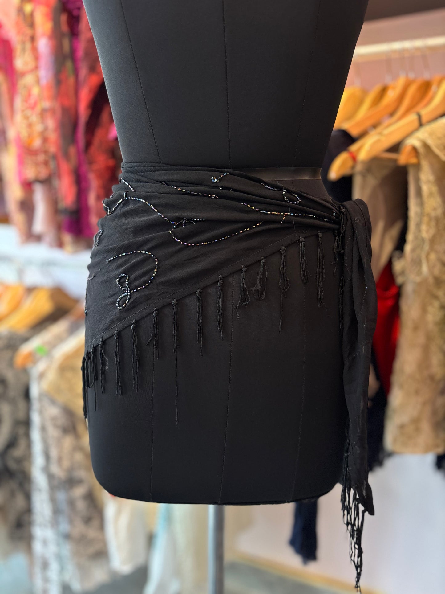 Beaded wrap around with fringes