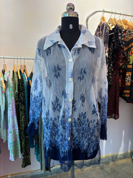 Crinkled floral shirt